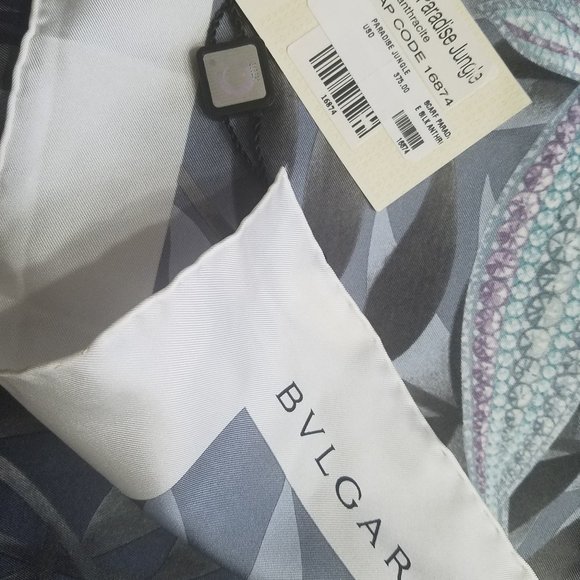 Bvlgari Paradise Jungle 100% Silk Anthracite Scarf